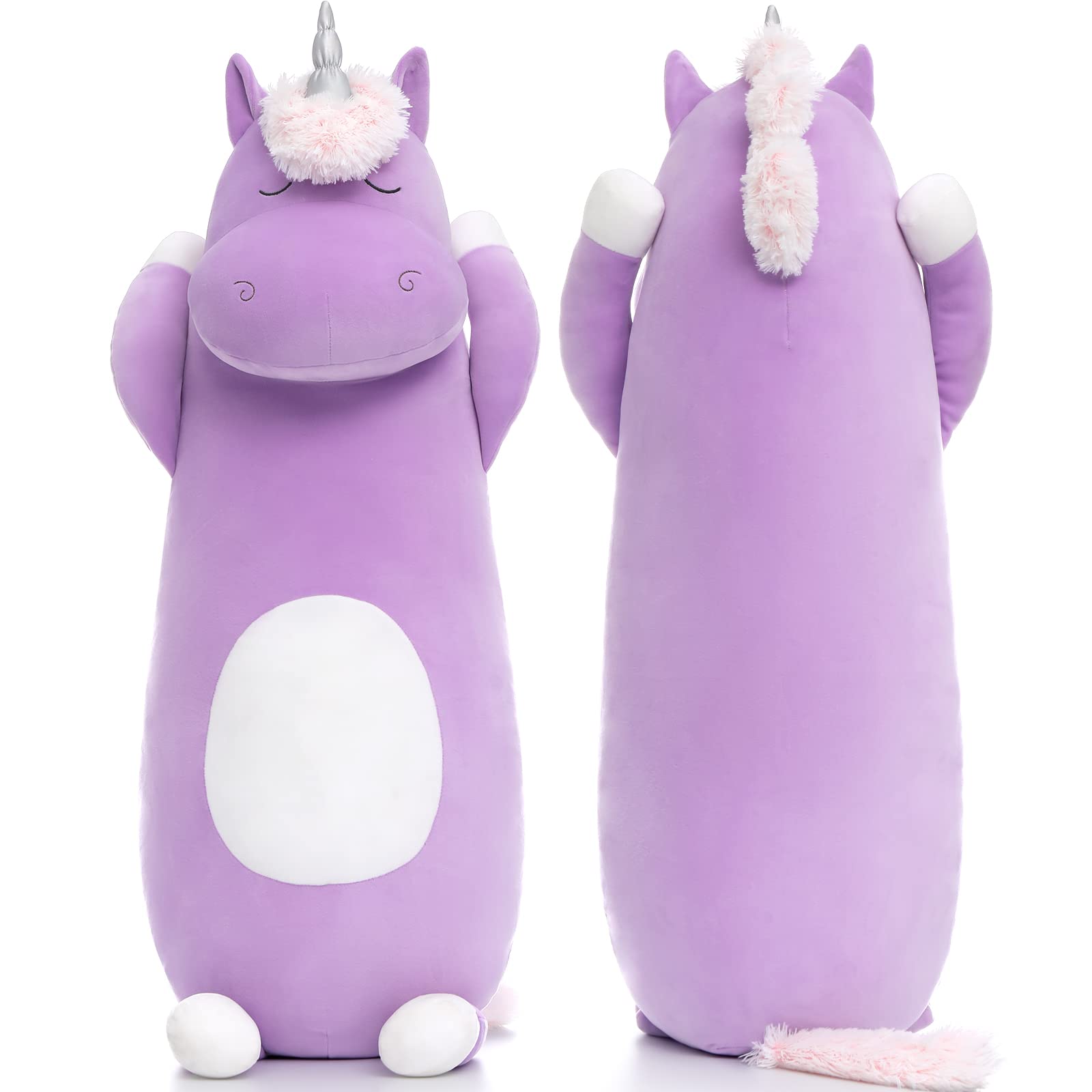 Morismos Big Unicorn Body Pillow, 36.2' Long Plush Unicorn Pillow For Girl Boy, Unicorn Stuffed Animal Body Pillow,Kid Body Pil